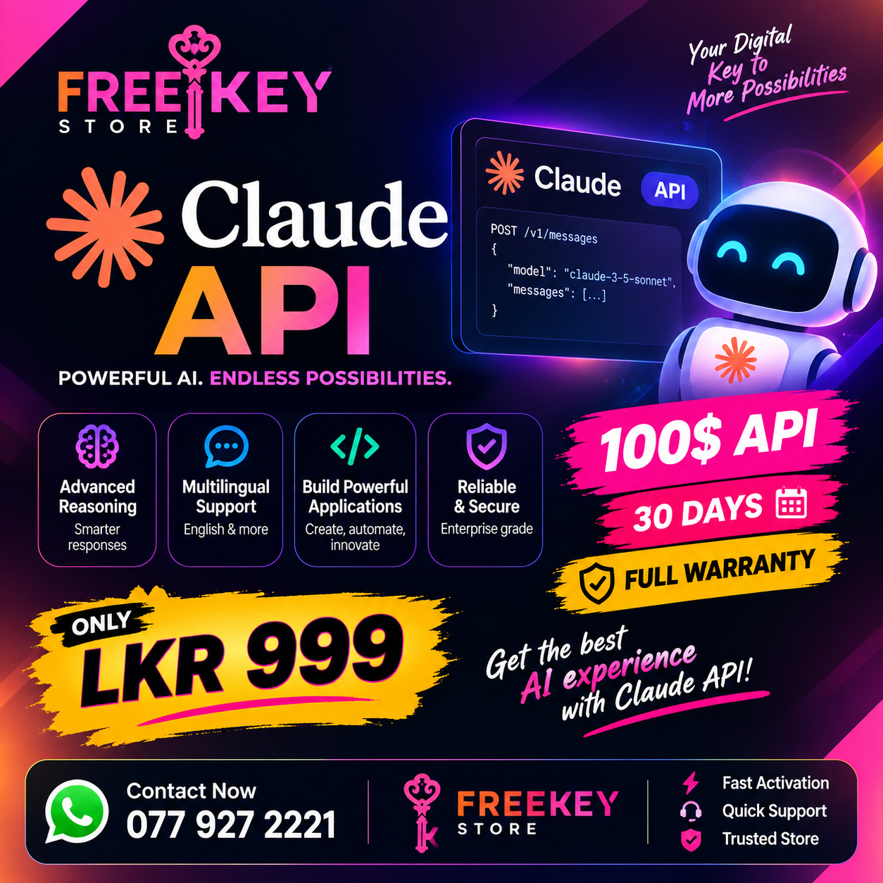Claude API – $100 API Credits | 30 Days preview